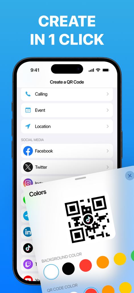QR Code Scanner & Generator ++ - Interface for creating and customizing QR codes for social media and utility tasks with one click