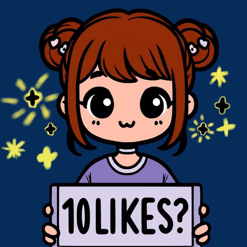 cute girl that is holding a sign that says 10 likes?