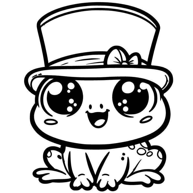 cute little frog wearing a top hat