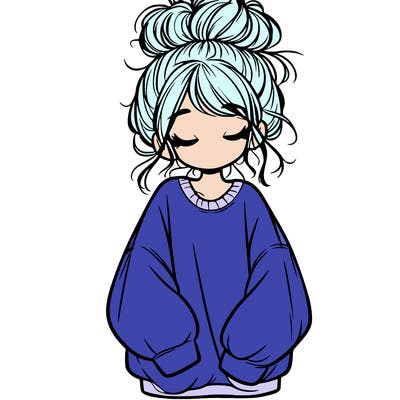 girl with baggy sweatshirt and messy bun
