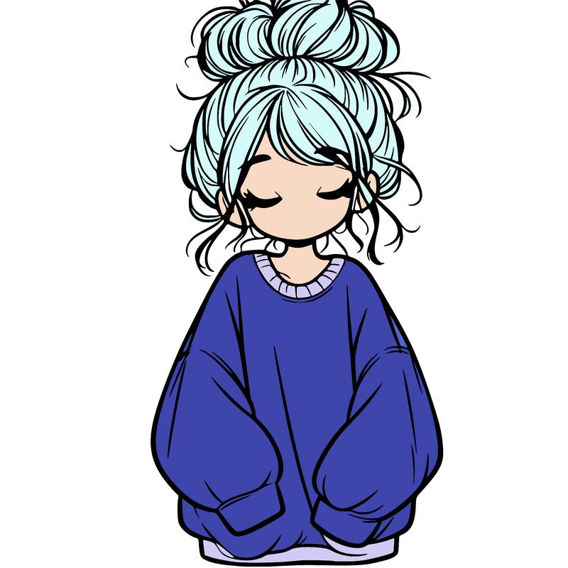 girl with baggy sweatshirt and messy bun
