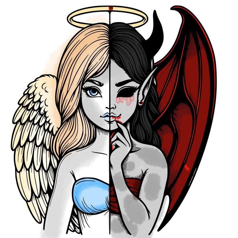 realistic angel half demon