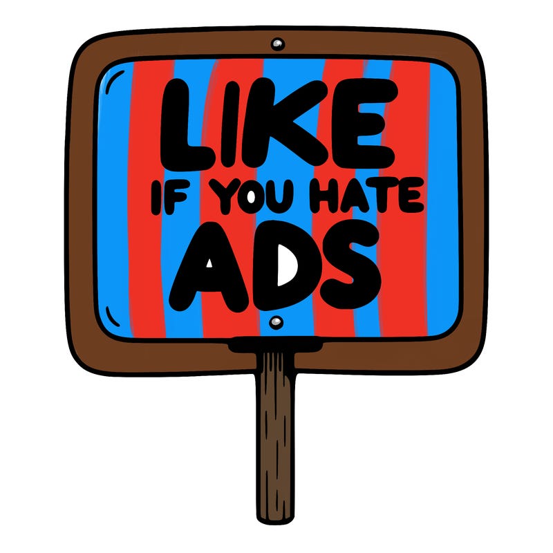 a sign that says like if you hate ads