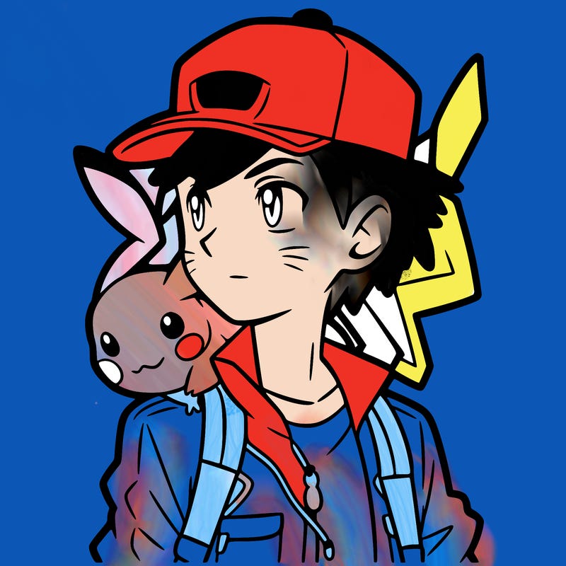 ash with pikachu on his shoulder