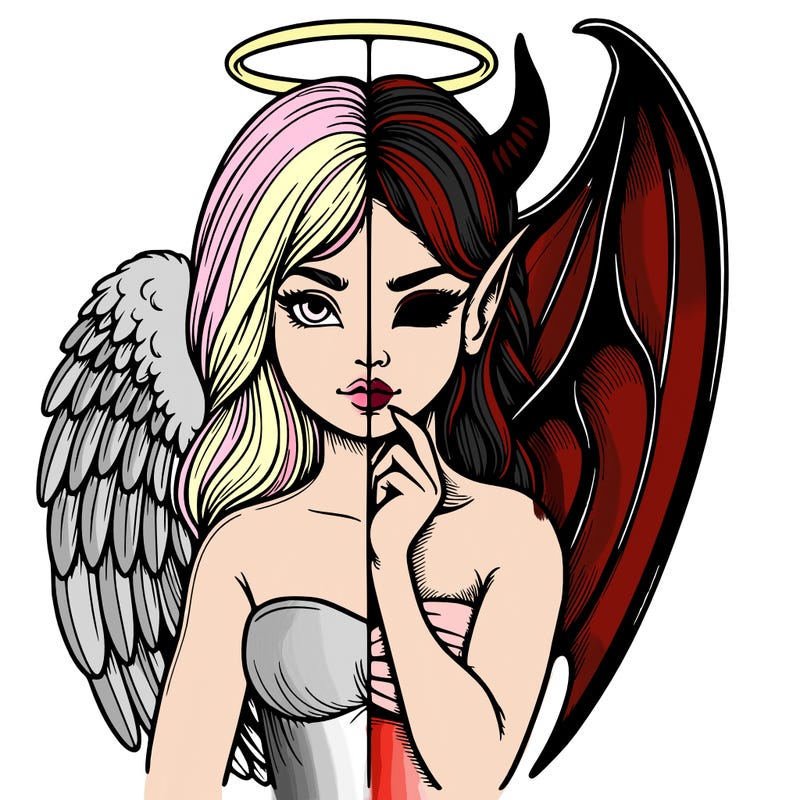 realistic angel half demon