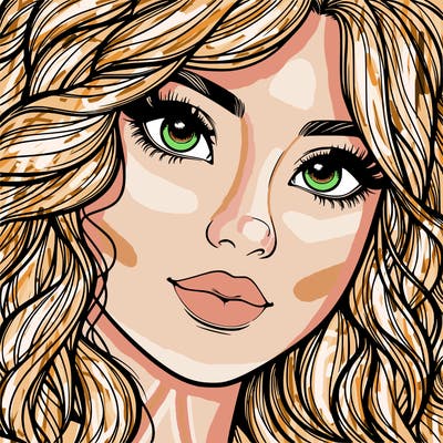 beautiful realistic girl close up to the camera with wavy hair,