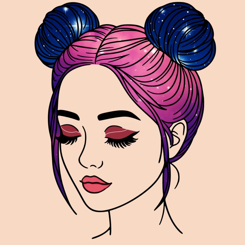 woman with hair buns