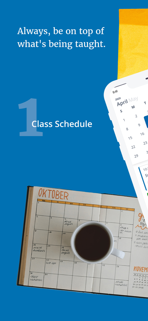 Classcard Student - Classcard 학생 앱 모바일 인터페이스가 디지털 수업 일정 및 캘린더 보기를 보여줍니다.