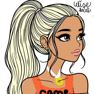 a beautiful and realistic girl with a high pony tail