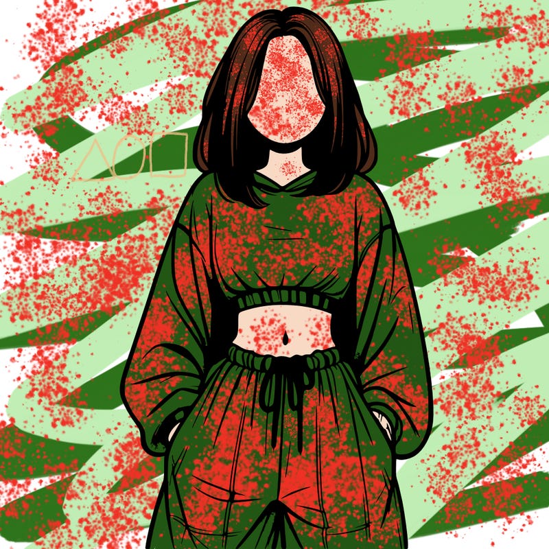 realistic girl faceless with baggy pants and a crop top