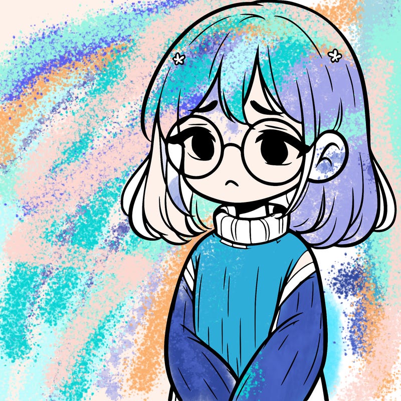 sad girl with glasses in a sweater