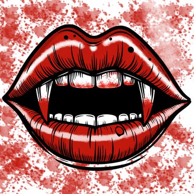 lips with vampire teeth