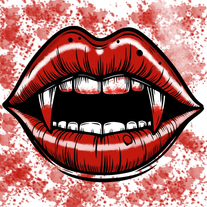 lips with vampire teeth