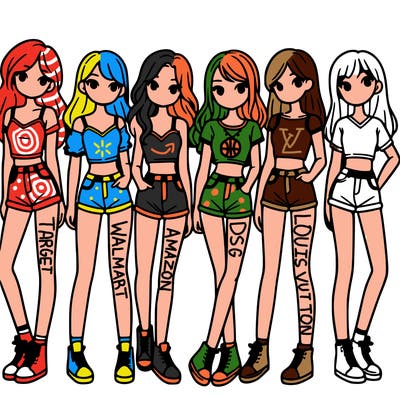 a group of girls wearing crop tops and shorts