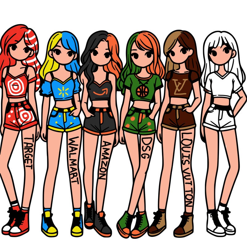 a group of girls wearing crop tops and shorts