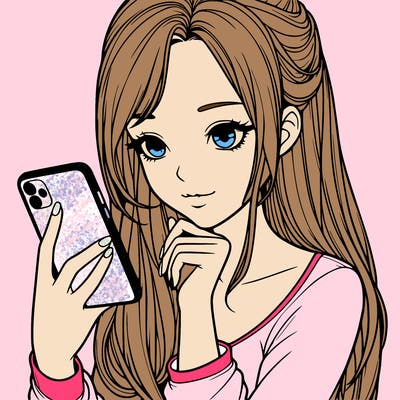 realistic girl with a  iphone