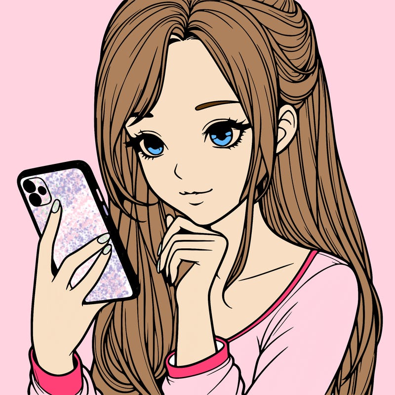 realistic girl with a  iphone