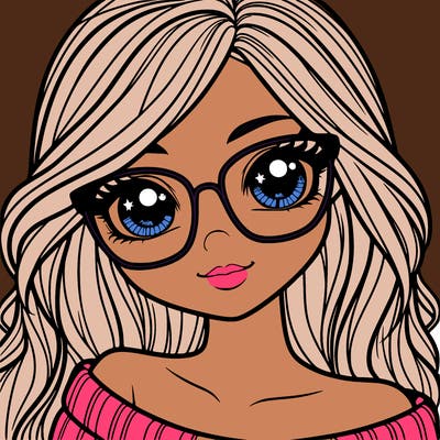 girl with beautiful eyes, hair, and glasses