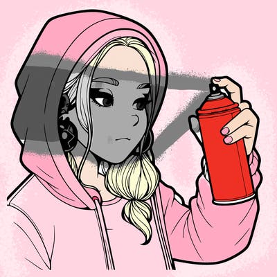 a realistic girl, spray painting
