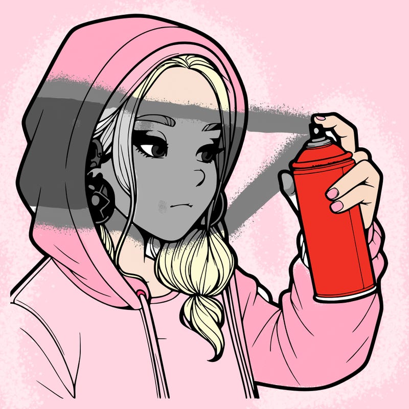 a realistic girl, spray painting