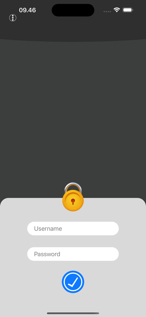 EG CrossPad - ASPECT4 - Écran de connexion de l'application EG CrossPad ASPECT4 avec les champs de saisie nom d'utilisateur et mot de passe