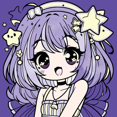 cute anime girl with star accessories