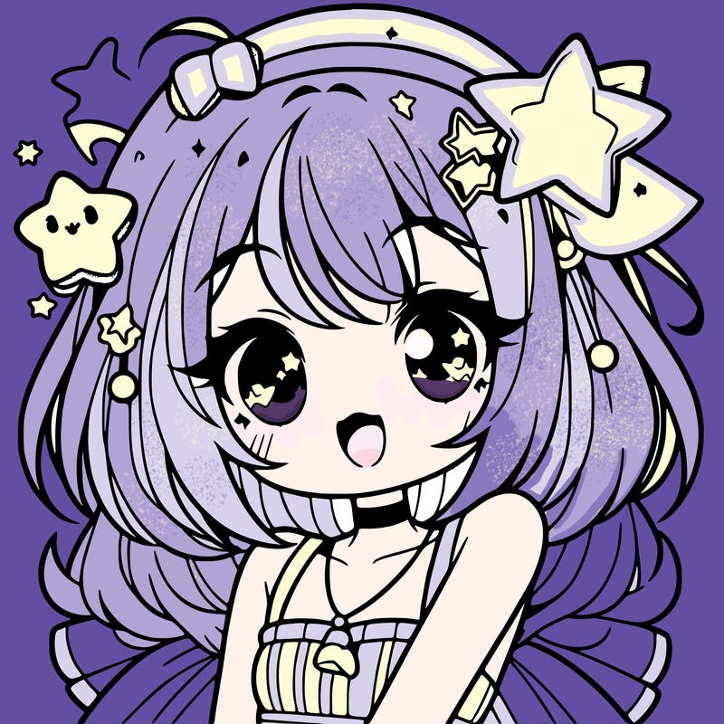 cute anime girl with star accessories