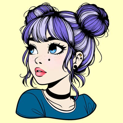 realistic girl with spacebuns