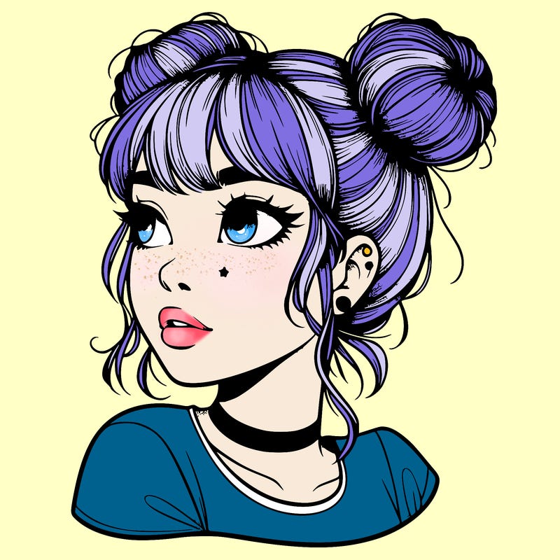 realistic girl with spacebuns