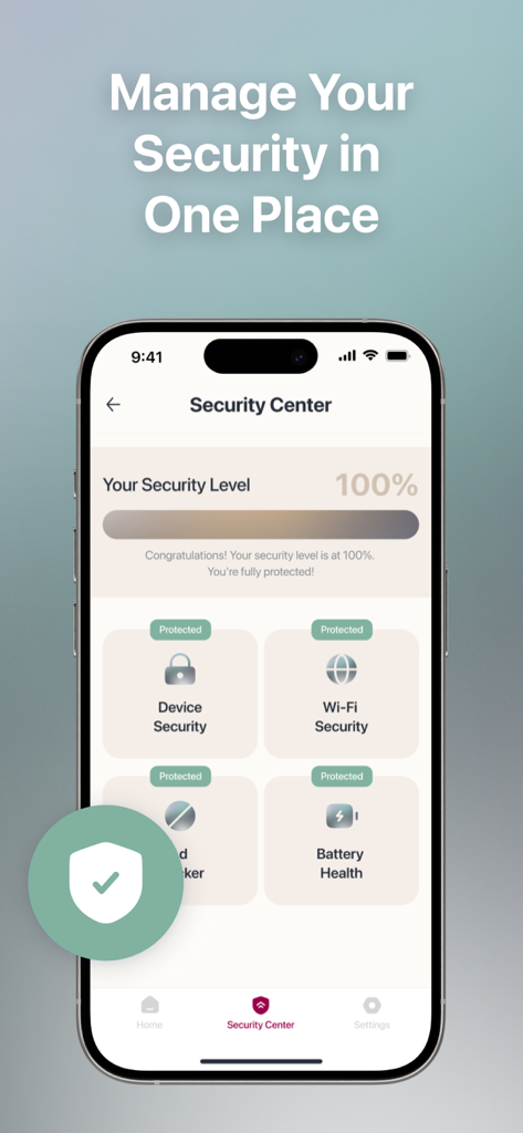 Defendo VPN - Defendo VPN Security Center dashboard showing full device protection and security status