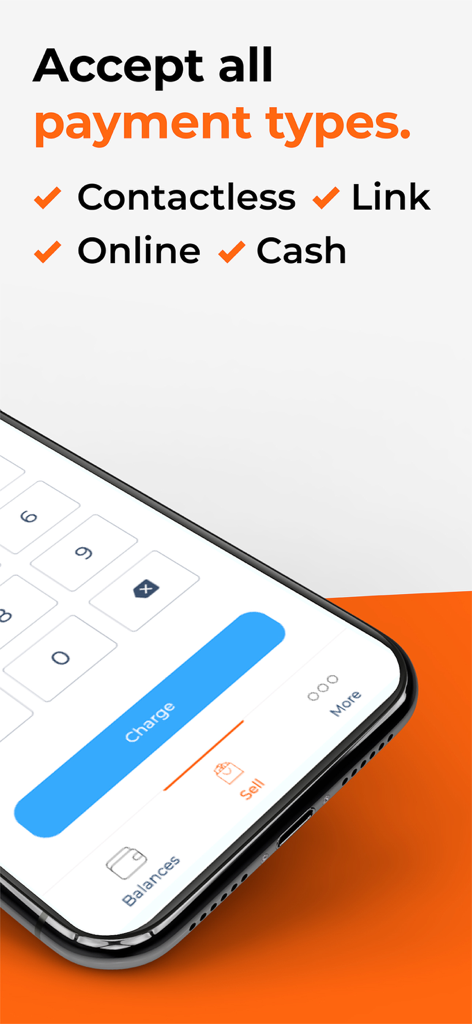 Geidea SoftPOS - Geidea SoftPOS mobile interface showing options to accept contactless link online and cash payments