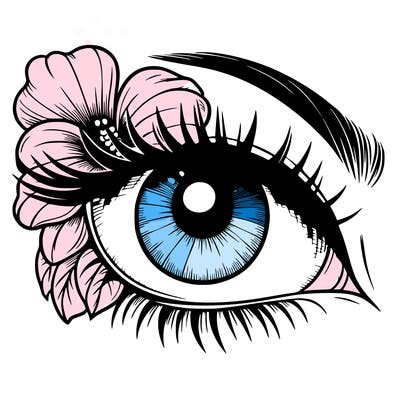 realistic eye with flower