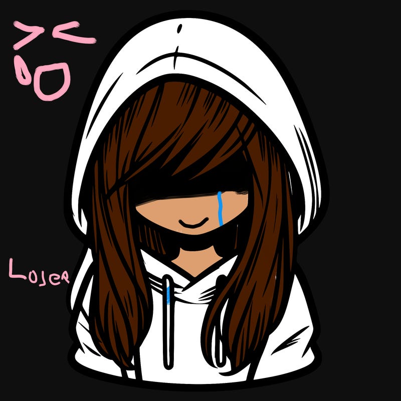 girl with hair covering her face and wearing a hoodie