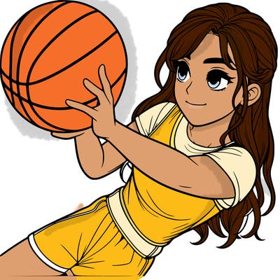 realistic girl playing basketball