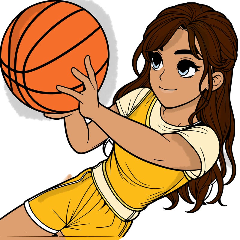 realistic girl playing basketball