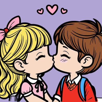 boy and girl kissing