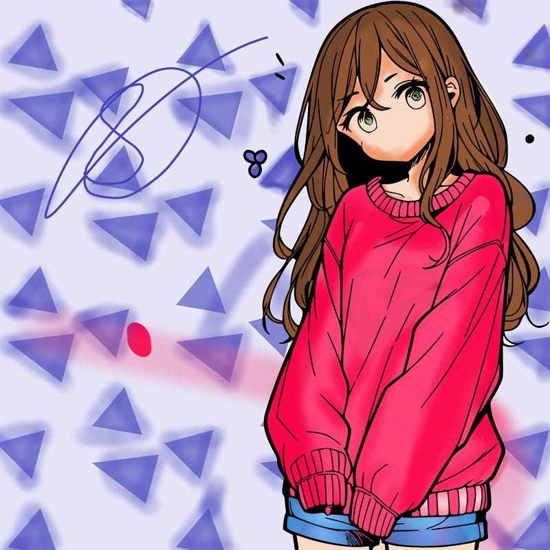 manga teen girl  in a sweater and baggy pants