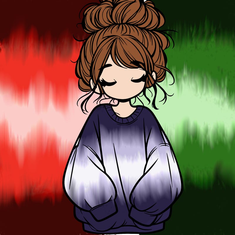 girl with baggy sweatshirt and messy bun