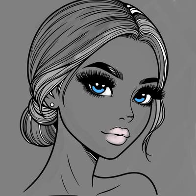 realistic girl with lashes