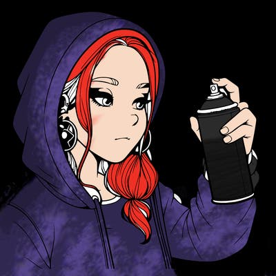 a realistic girl, spray painting