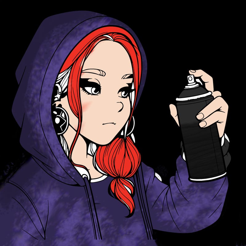 a realistic girl, spray painting