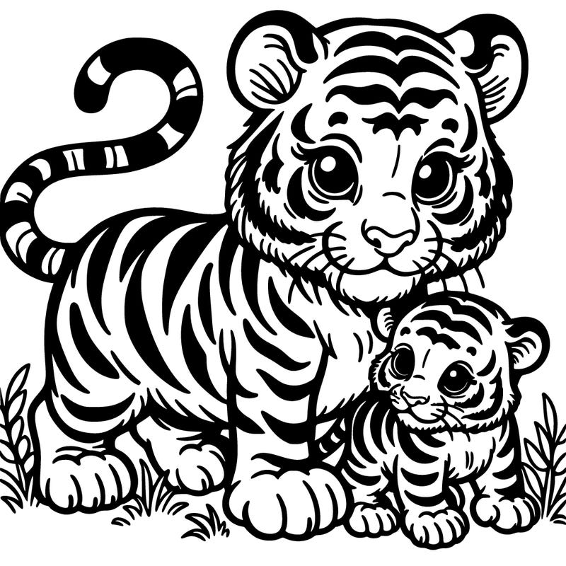 tiger with a cub