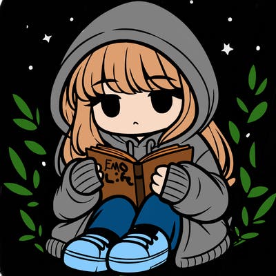 girl in oversized hoodie reading a book
