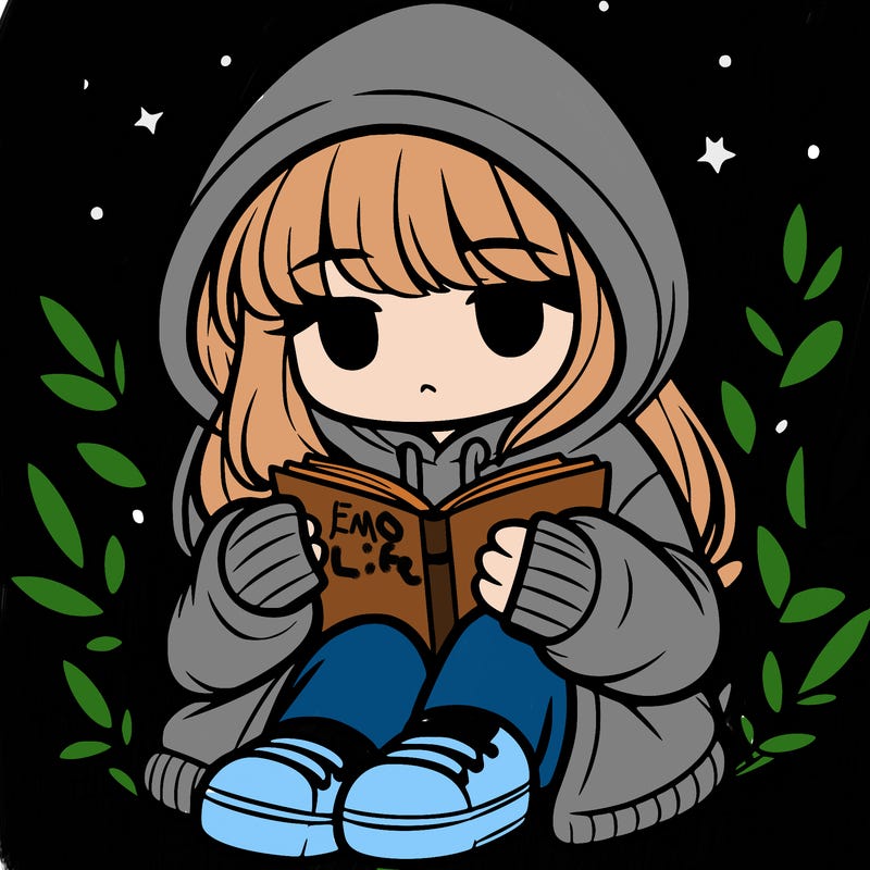 girl in oversized hoodie reading a book