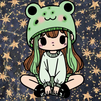 a girl wearing a frog hat and some frog socks