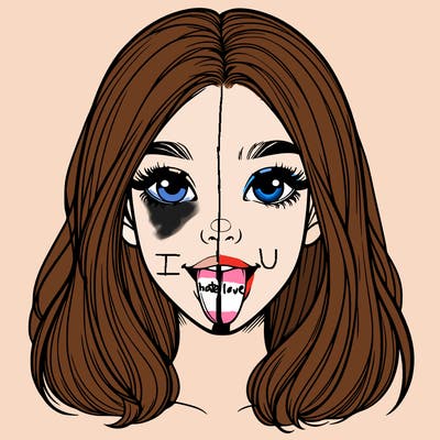 realistic girl with her tongue out