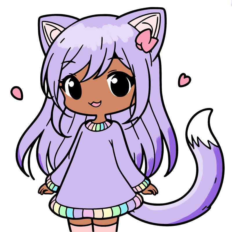 girl with cat ears and tail