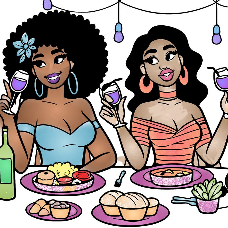black women out having dinner