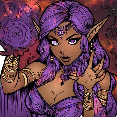 realistic scary beautiful elf sorceress casting spell