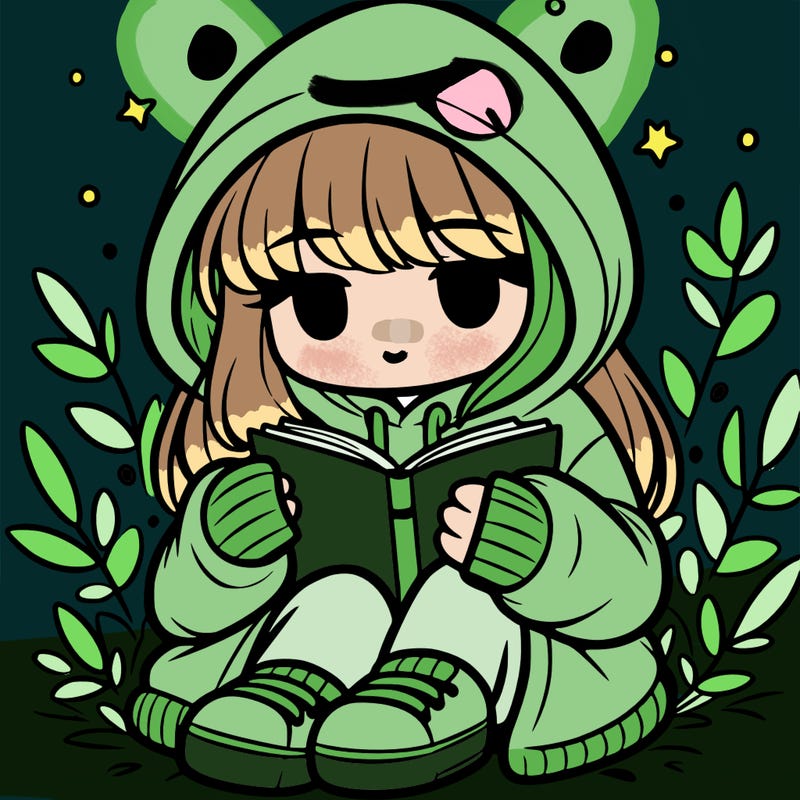 girl in oversized hoodie reading a book